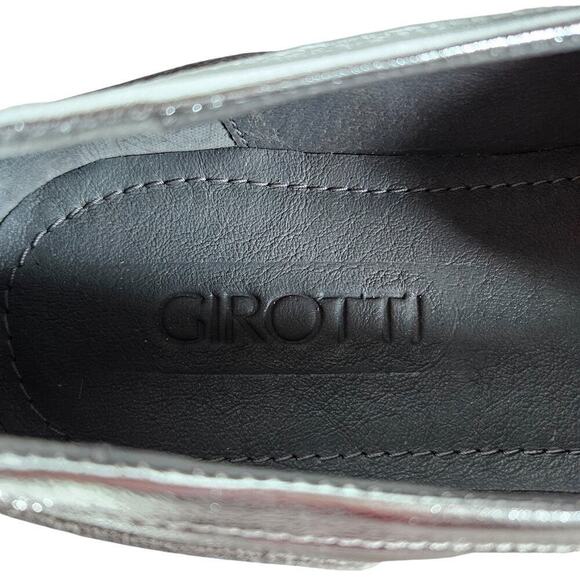 Girotti Loafers EU 40 Silver Metallic Leather Italian Platform Slip On Shoes - Picture 6 of 9